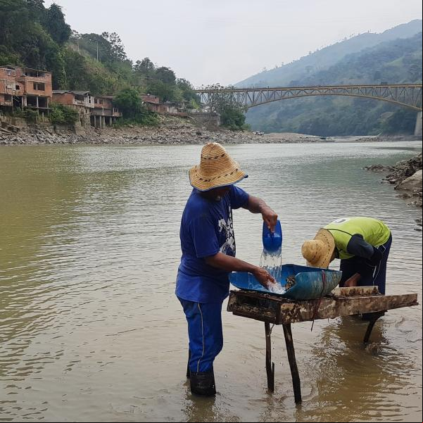 Artisanal mining on the Cauca River, Colombia